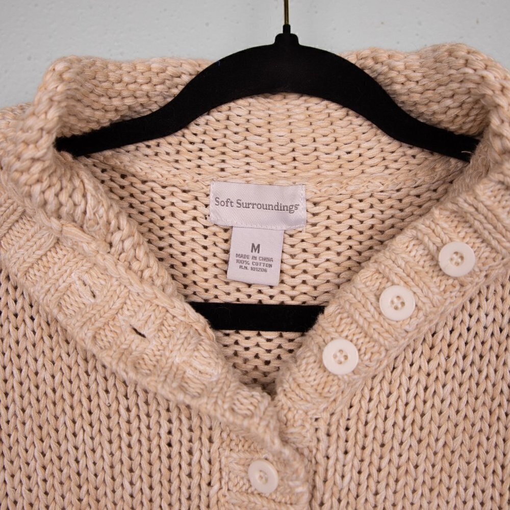 Soft Surroundings oatmeal hooded sweater-M - Picture 3 of 4